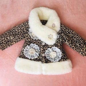 Baby toddler leopard faux fur winter warm coat❤️❤️